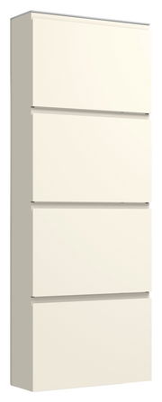 Hängeschuhschrank 4K-T33 in seitlicher Perspektive, vier Fächer, schlichtes Design in Weiß.