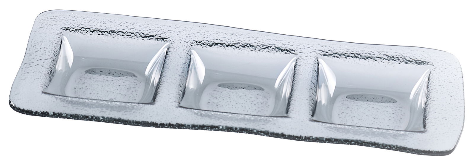 Rechteckige Servierschale mit drei Fächern, Ansicht von schräg oben