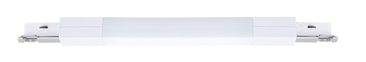 PAULMANN Flexverbinder URAIL Flexverbinder in seitlicher Perspektive, weißes, längliches Verbindungsstück mit metallischen Enden.
