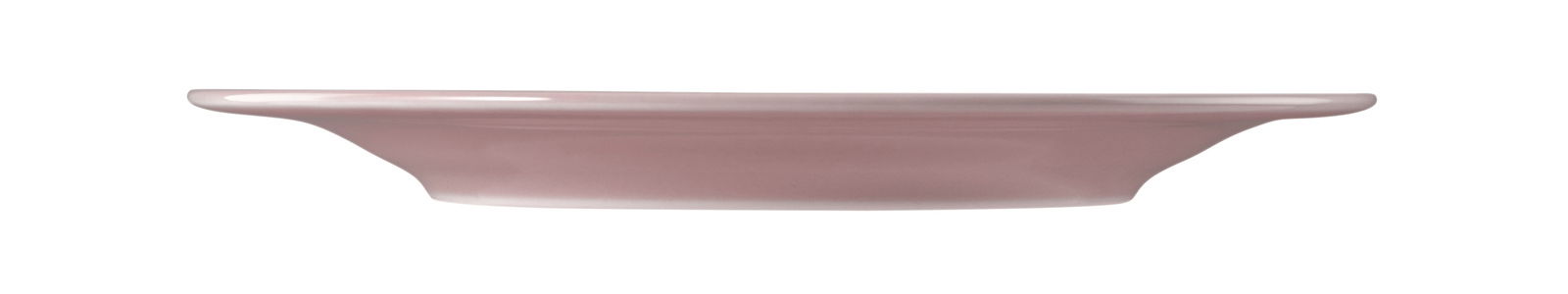Seitenansicht eines runden Frühstückstellers, 23 cm, in Rosa.