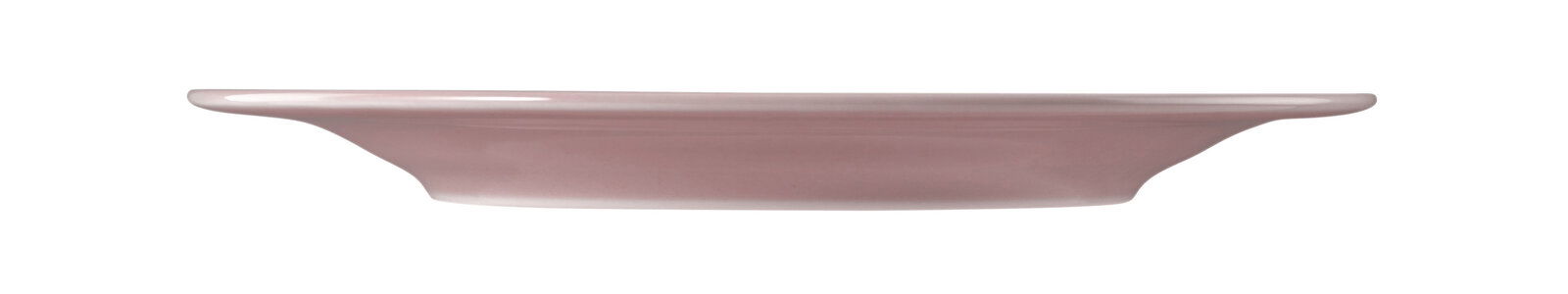 Seitenansicht eines runden Frühstückstellers, 23 cm, in Rosa.
