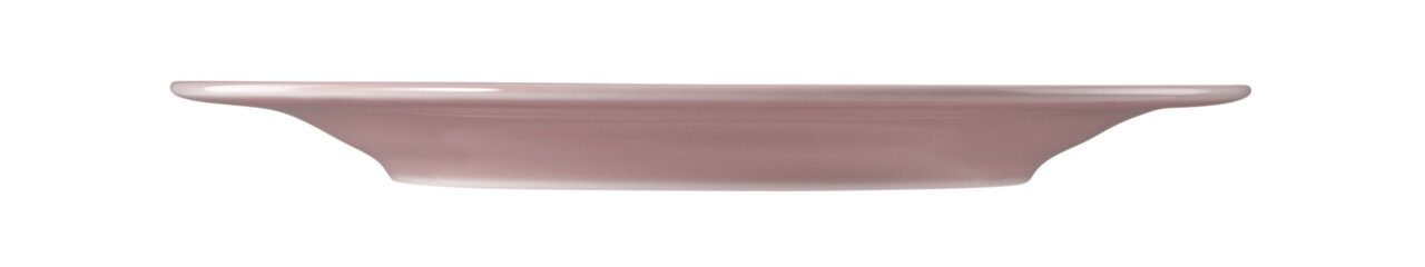 Seitenansicht eines runden Frühstückstellers, 23 cm, in Rosa.