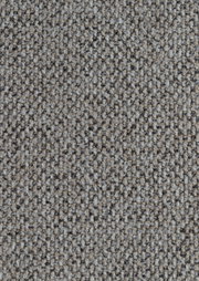 Macro-close-up (bovenaanzicht) van een grof geweven tapijt- of meubelstofstructuur in gemêleerde beige- en grijstinten