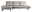 Graues Longchair-Sofa mit drei Sitzplätzen und schwarzen Beinen, Frontalansicht