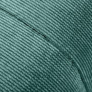Nahaufnahme eines grünen, strukturierten Stoffes eines Hockers
