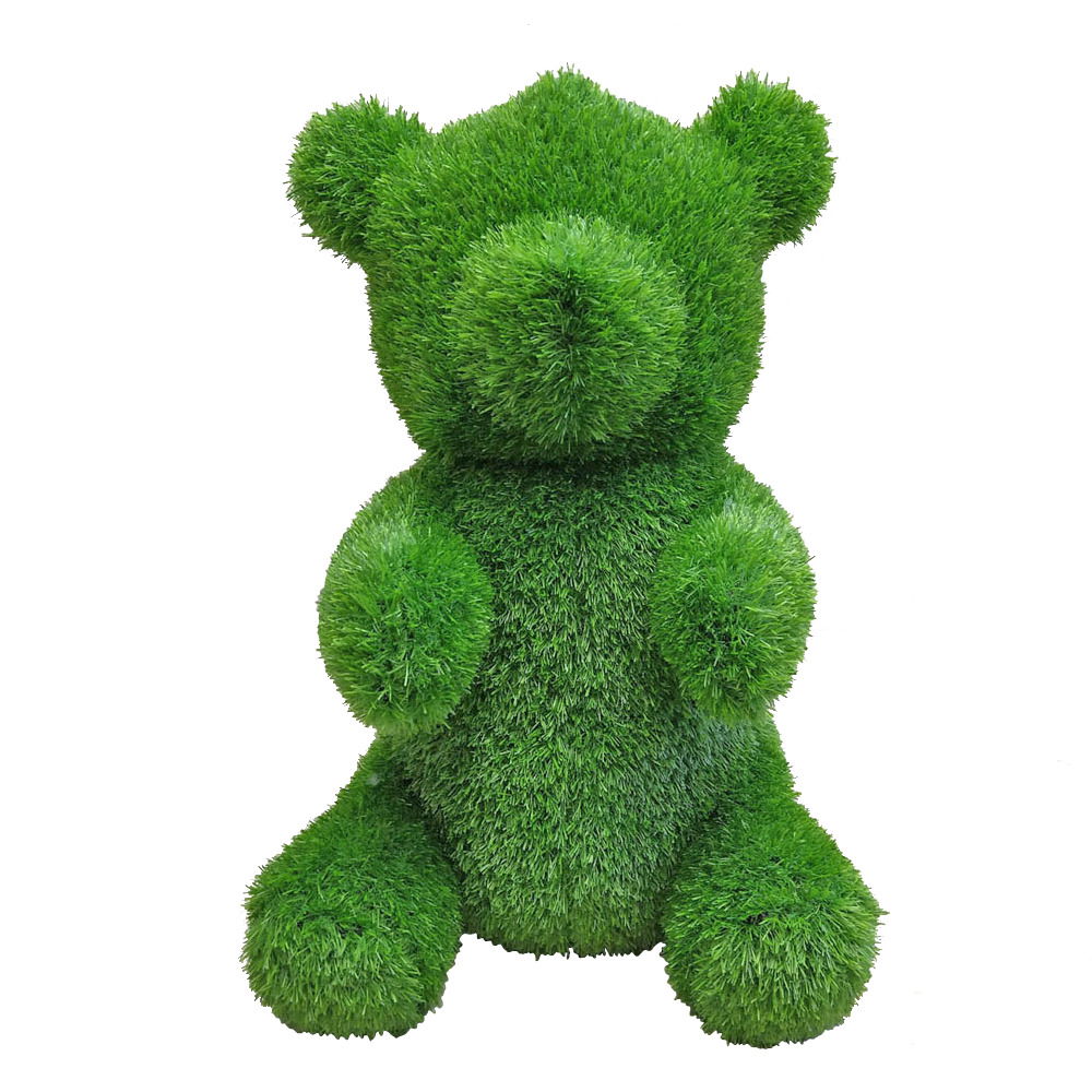 Grüner Bär aus Kunstrasen, frontalansicht, Gartendekoration