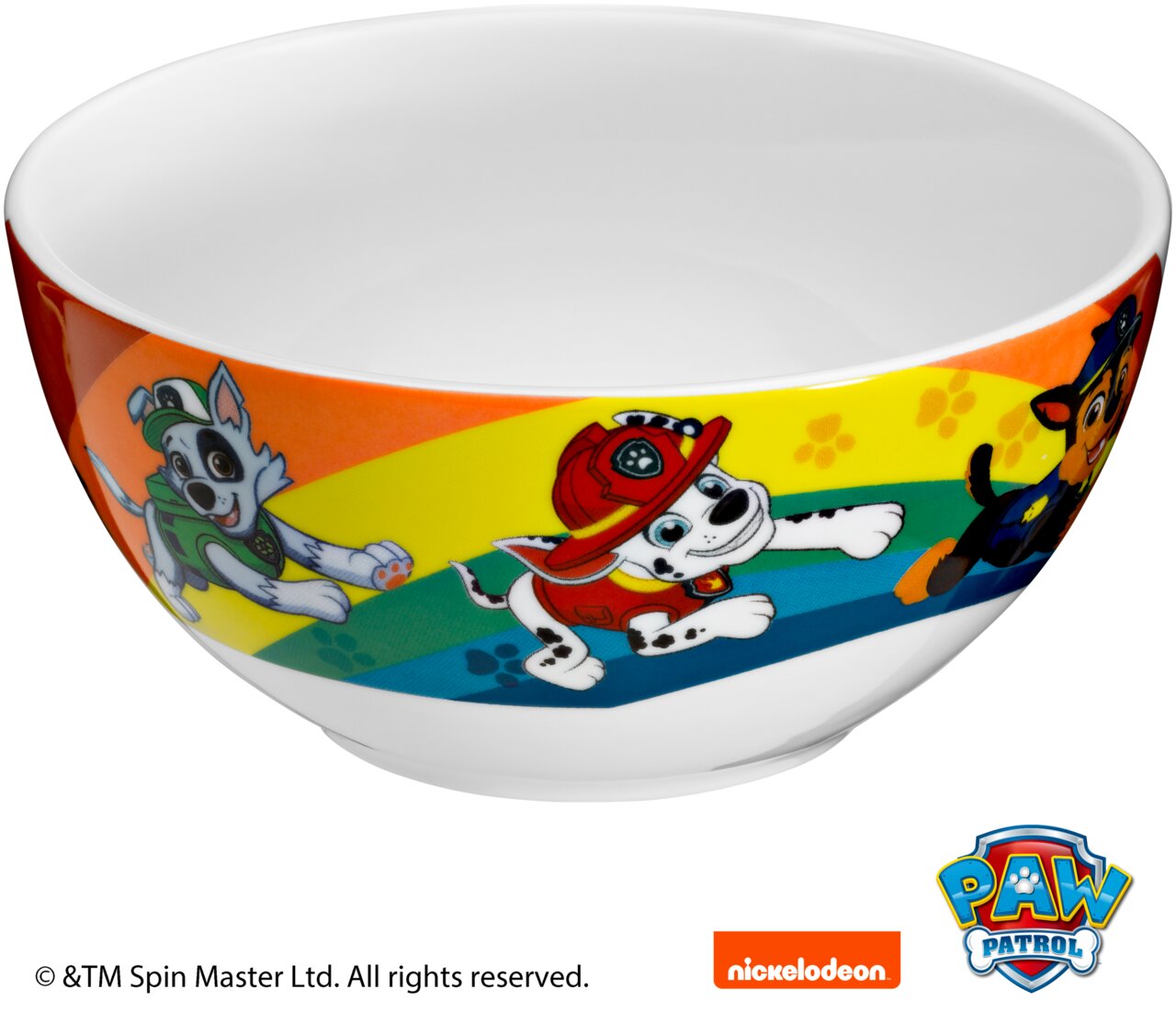 Schüssel mit Paw Patrol-Motiven, seitliche Ansicht