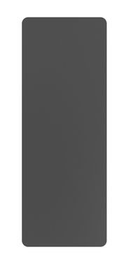 Draufsicht auf eine dunkelgraue Yogamatte mit abgerundeten Ecken, Größe 68x183 cm.