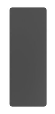 Draufsicht auf eine dunkelgraue Yogamatte mit abgerundeten Ecken, Größe 68x183 cm.