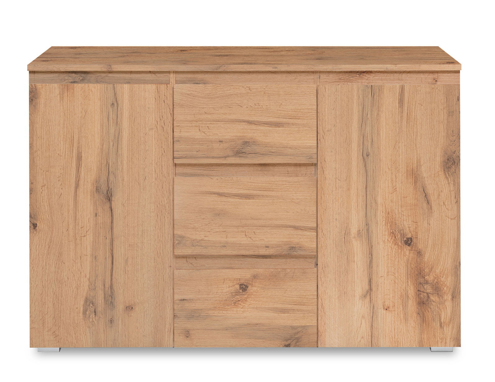 Kommode aus Holz in natürlicher Eichenoptik, frontal betrachtet
