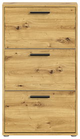 Schuhkipper aus Holz mit drei Klappen, frontale Ansicht