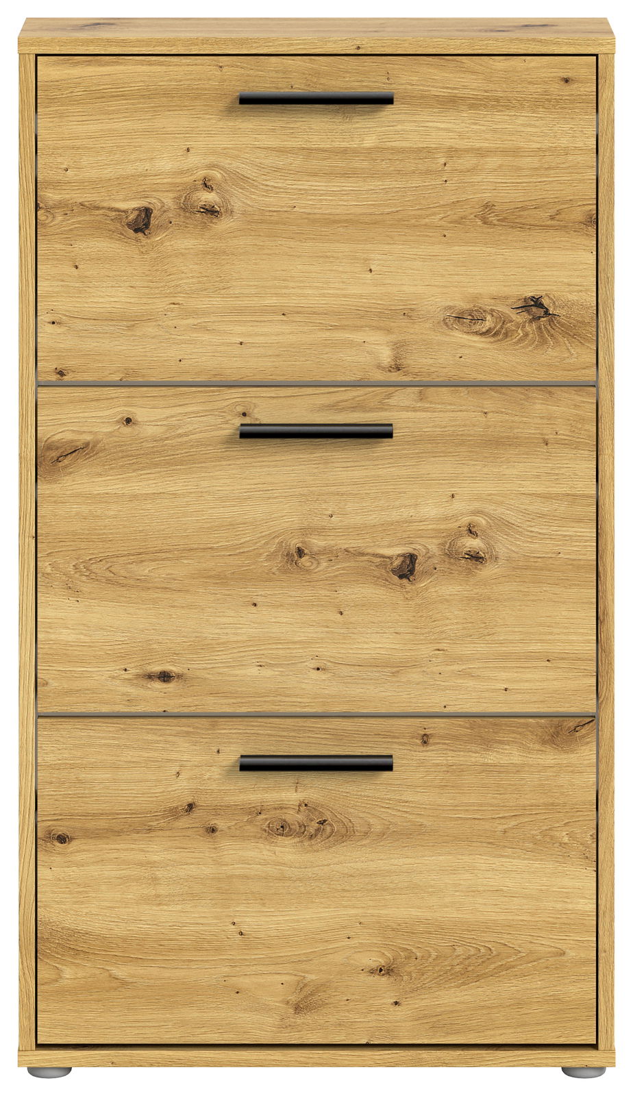 Schuhkipper aus Holz mit drei Klappen, frontale Ansicht