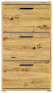 Schuhkipper aus Holz mit drei Klappen, frontale Ansicht