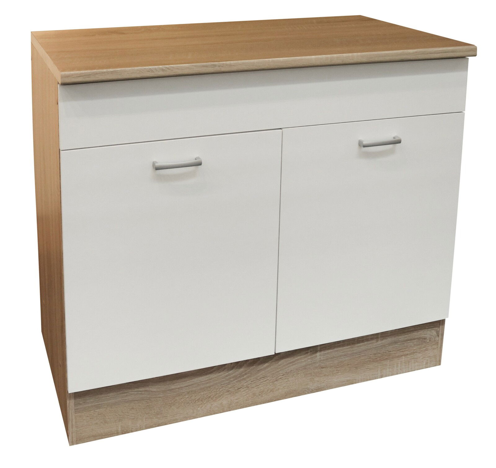 Spülenunterschrank mit zwei Türen, Holzoptik, Frontansicht