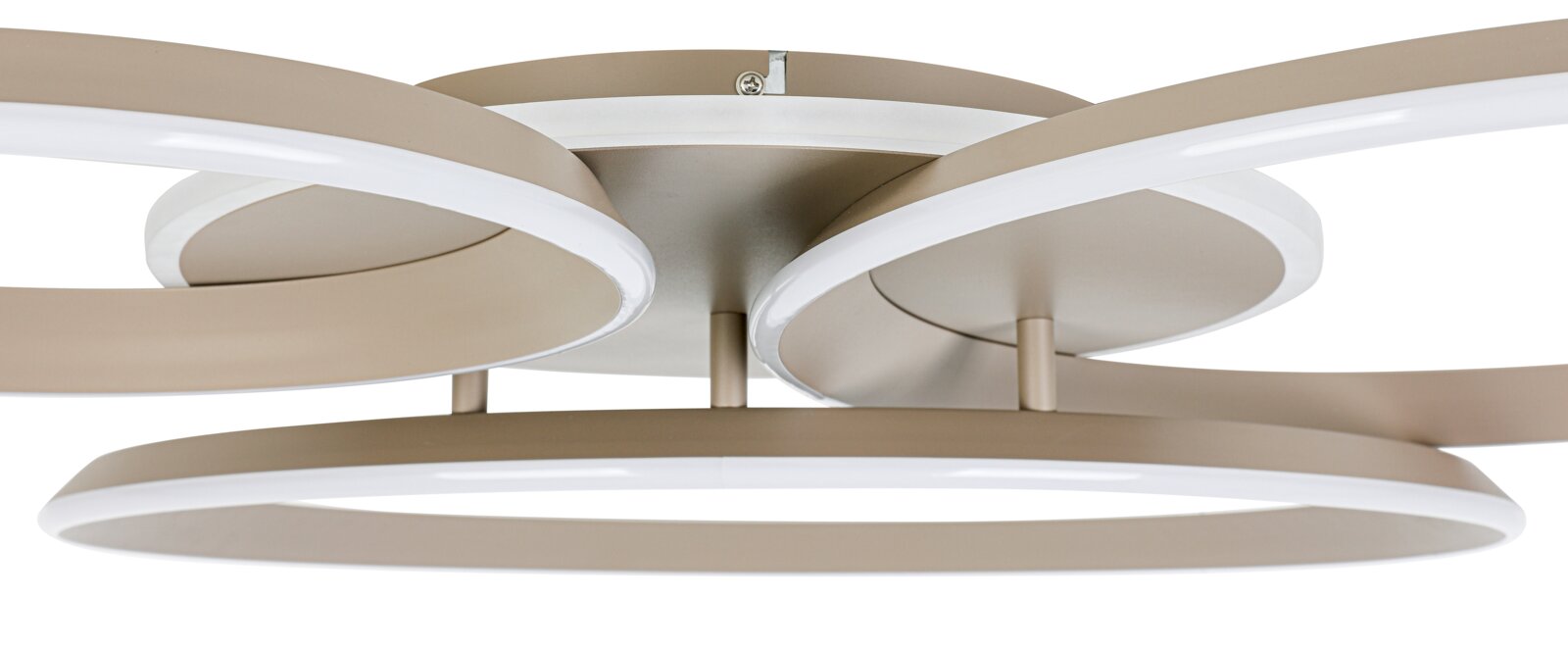 Moderne LED-plafondlamp in beige met meerdere cirkelvormige elementen, zijaanzicht