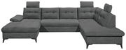 Graues Ecksofa mit verstellbaren Kopfstützen, Vorderansicht