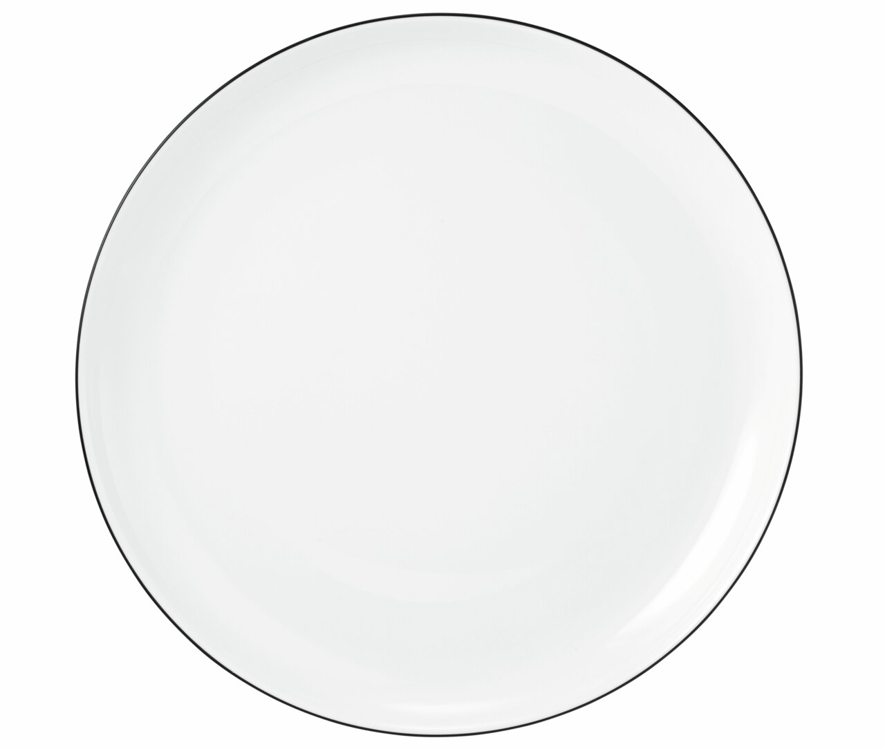 Weißer Frühstücksteller Lido 20cm mit schwarzem Rand, Draufsicht