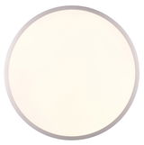Runde Deckenleuchte YUMA in Draufsicht mit schlichtem, modernem Design und silbernem Rand.