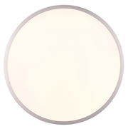 Runde Deckenleuchte YUMA in Draufsicht mit schlichtem, modernem Design und silbernem Rand.