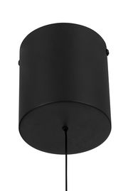 Schwarze zylindrische LED-Hängeleuchte, Ansicht von unten