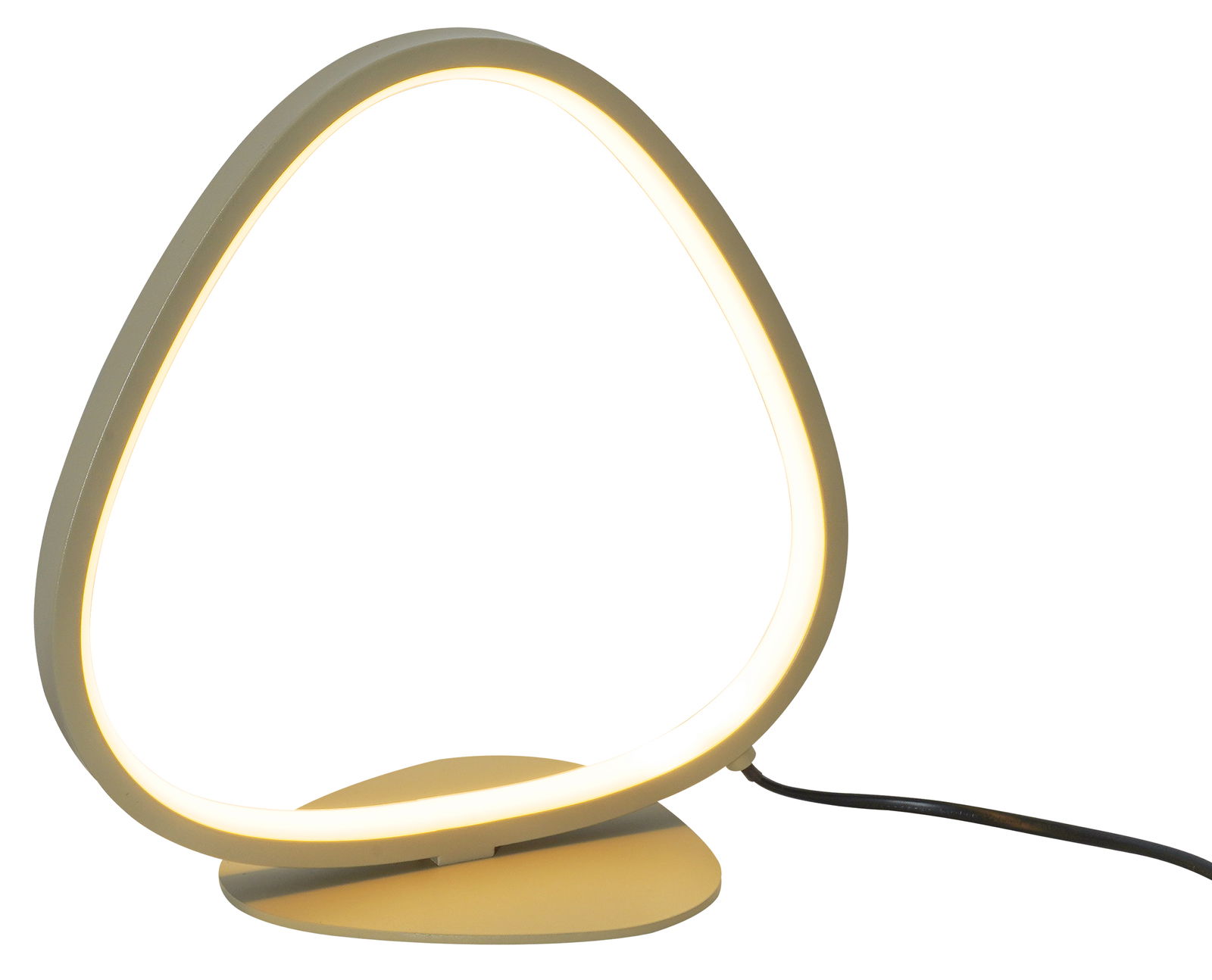 Novel LED-Tischleuchte Moderne LED-Tischleuchte in Tropfenform, seitliche Perspektive