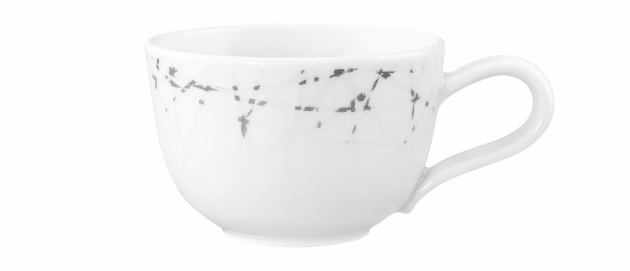 Seltmann Weiden Espressoobertasse LIBERTY BRACE Weiße Espressotasse Liberty 0,09l mit schwarzem Muster, seitliche Ansicht