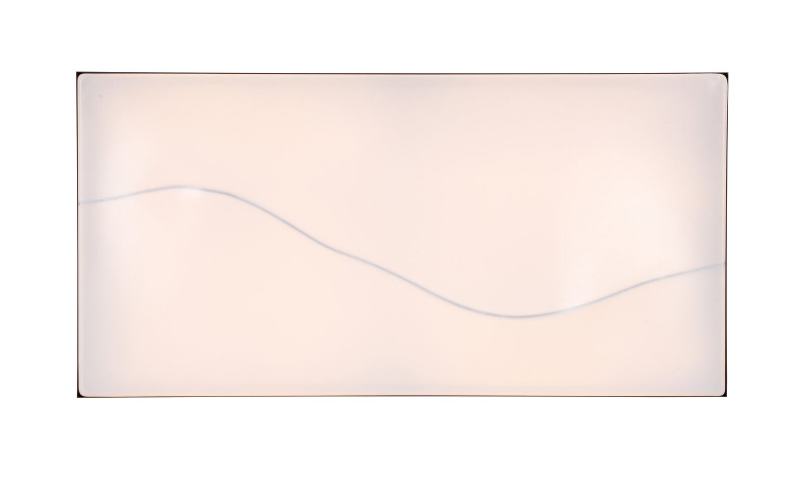 Rechteckige LED-Deckenleuchte mit sanftem Wellenmuster, Ansicht von vorne.