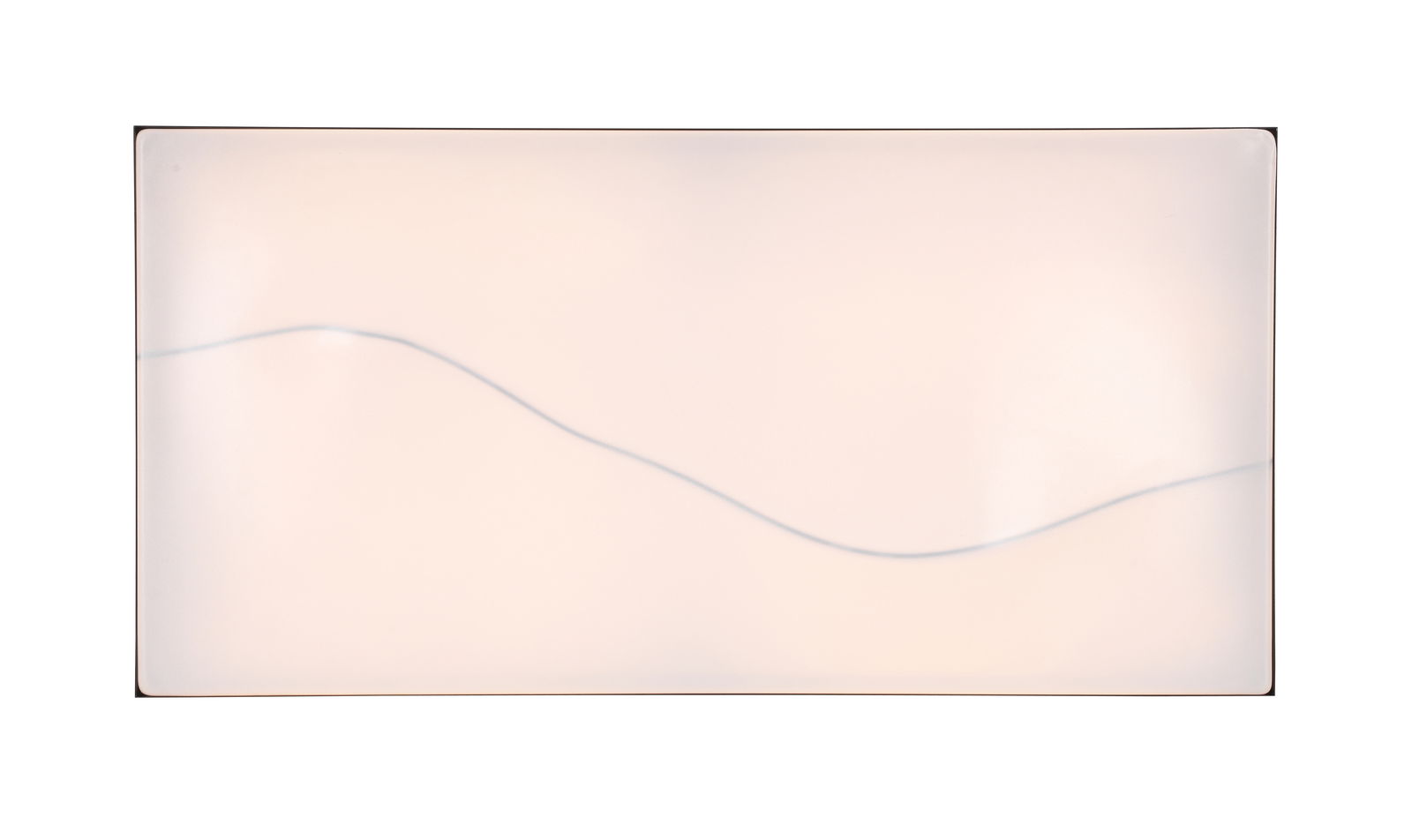 Rechteckige LED-Deckenleuchte mit sanftem Wellenmuster, Ansicht von vorne.