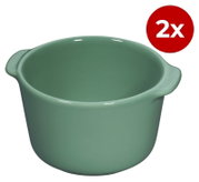 Grünes Ragoutschälchen aus Keramik, 9 cm Durchmesser, im 2er-Set, seitliche Perspektive