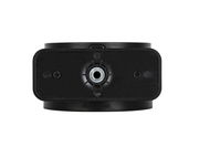 Frontansicht der schwarzen Akku-Wandleuchte mit zentralem Befestigungspunkt.