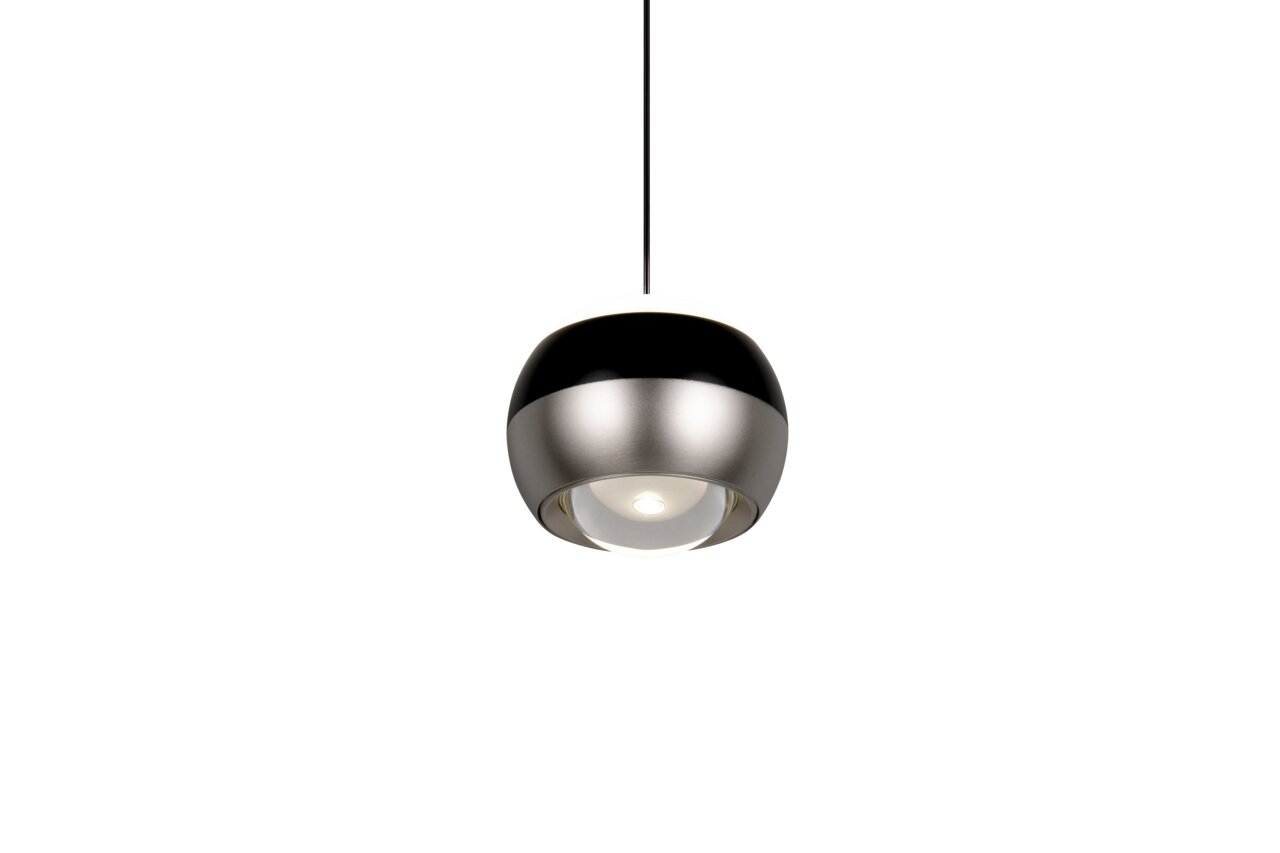 TRIO SELECT Pendelleuchte ORBIT Moderne Pendelleuchte in Schwarz und Silber aus der Frontalperspektive