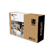 Verpackung des BELLWOOD CADDY in Weiß und Naturtönen, schräg von vorne fotografiert.