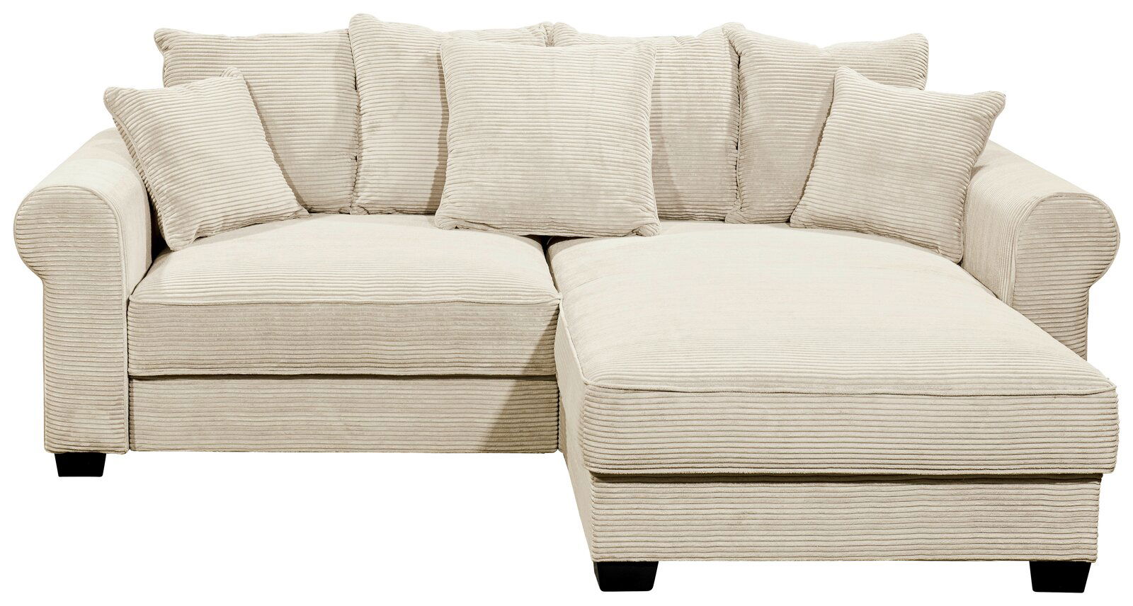 Beige Ecksofa mit Rillenstruktur, Vorderansicht