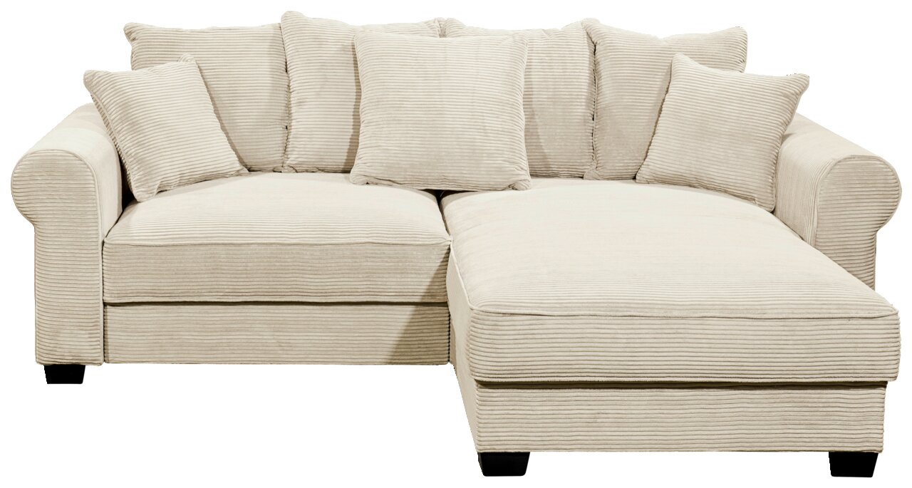 Beige Ecksofa mit Rillenstruktur, Vorderansicht
