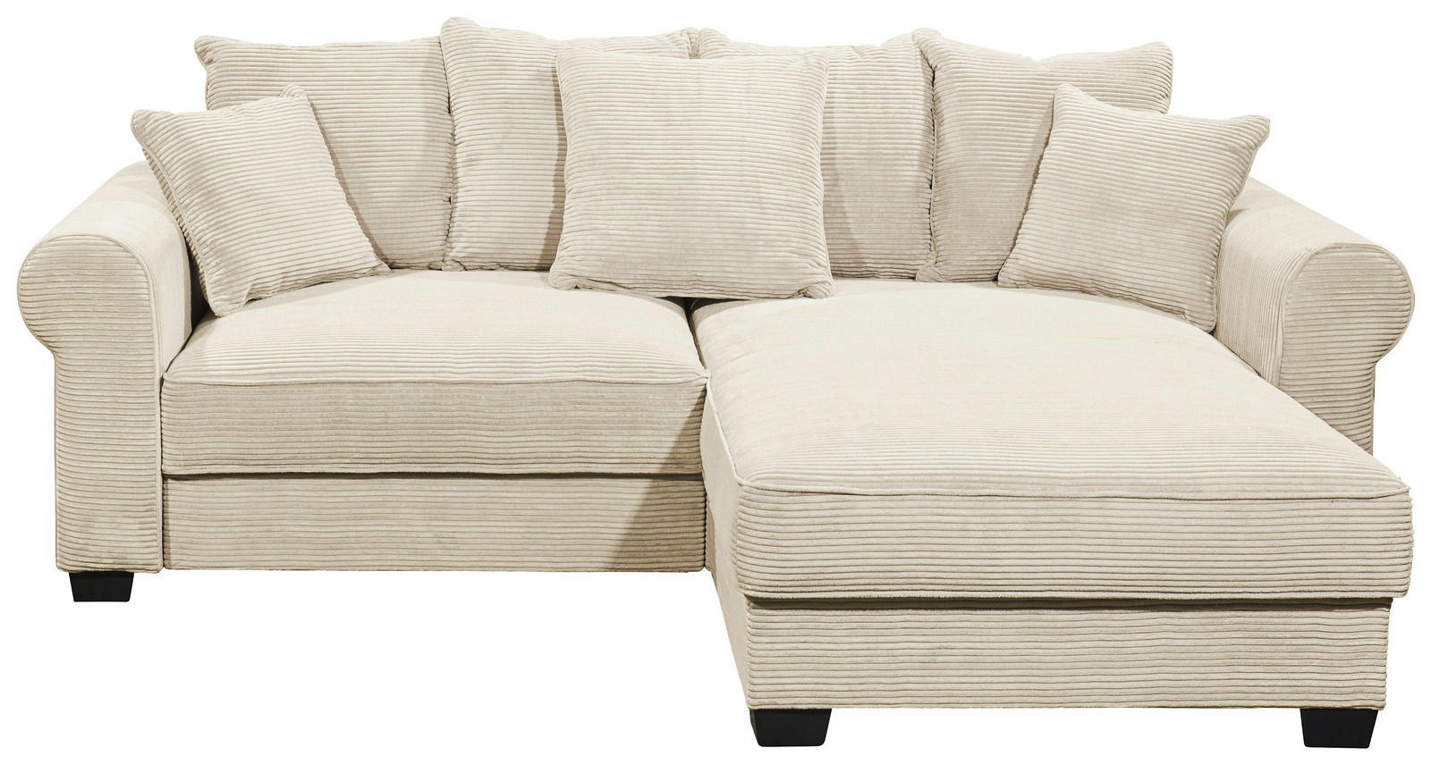 Beige Ecksofa mit Rillenstruktur, Vorderansicht