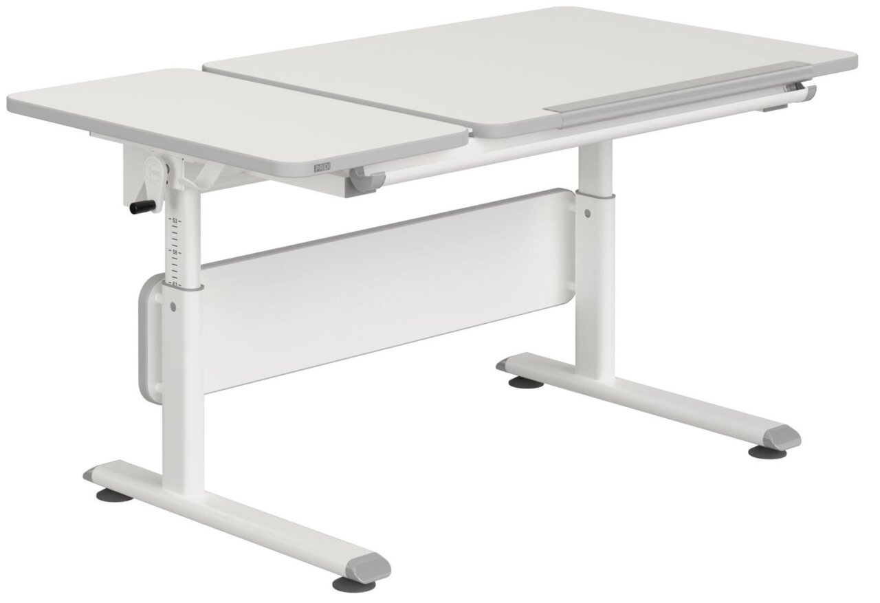 Paidi Schreibtisch DIEGO GT Moderner höhenverstellbarer Schreibtisch in Weiß, seitliche Perspektive