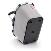 Carrybag in Herringbone grau, Ansicht von unten mit schwarzem Boden und Aluminiumrahmen.