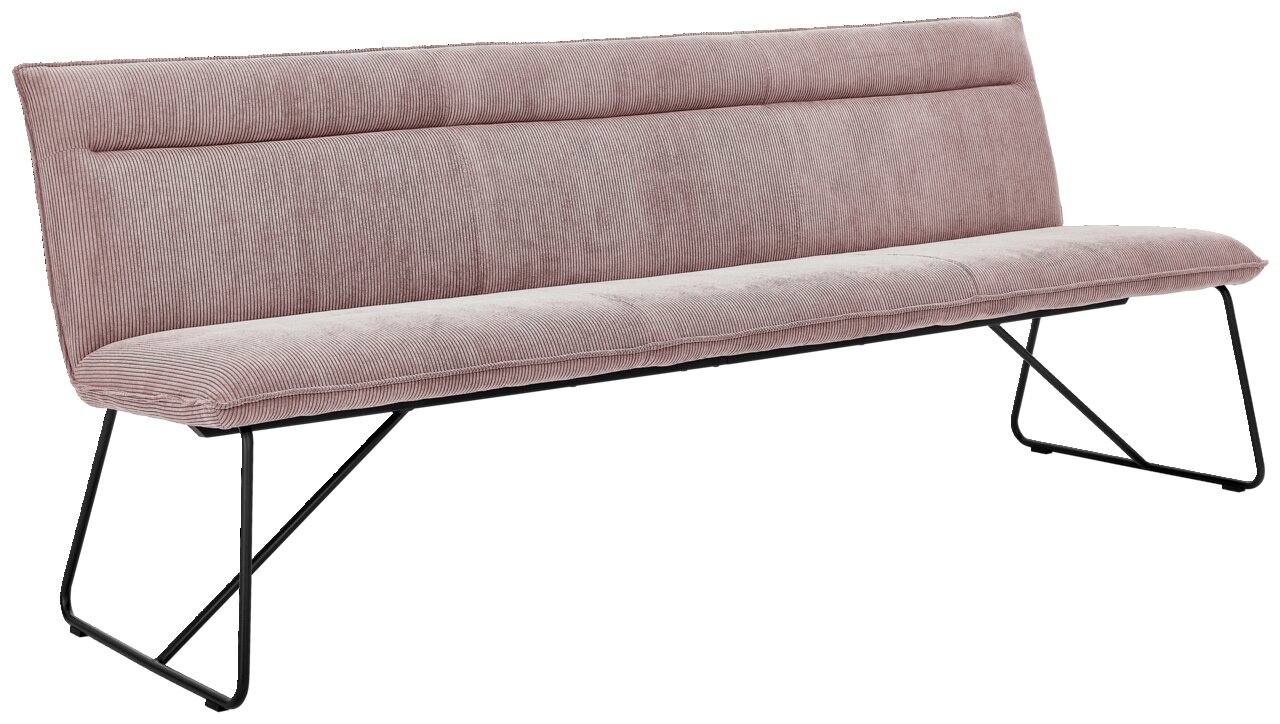 Johann Jakob Sitzbank CALAS Rosa Sitzbank mit modernem Design und Metallbeinen, seitliche Perspektive