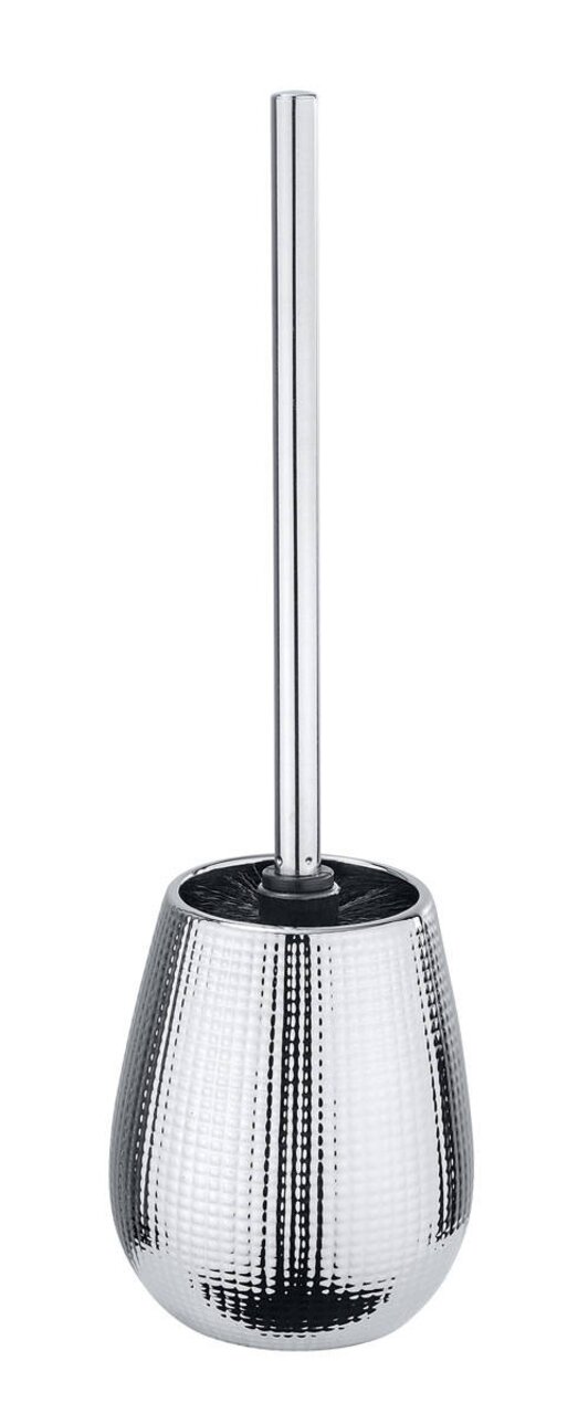 Elegante Keramik WC-Garnitur Dakar in glänzendem Silber mit strukturierter Oberfläche, seitliche Perspektive.