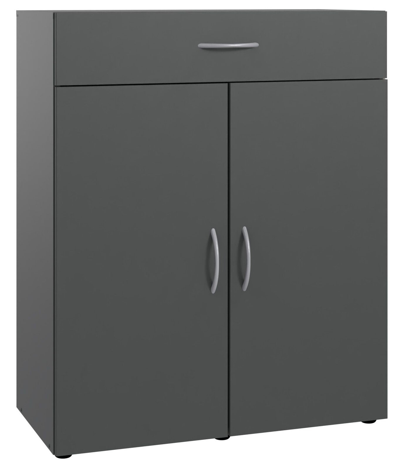 XORA Kommode MULTIRAUMKONZEPT Graue Kommode mit einer Schublade oben und zwei Türen unten, frontal abgebildet.