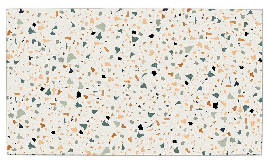 Herdabdeck- und Schneideplatte mit buntem Terrazzo-Muster, Draufsicht