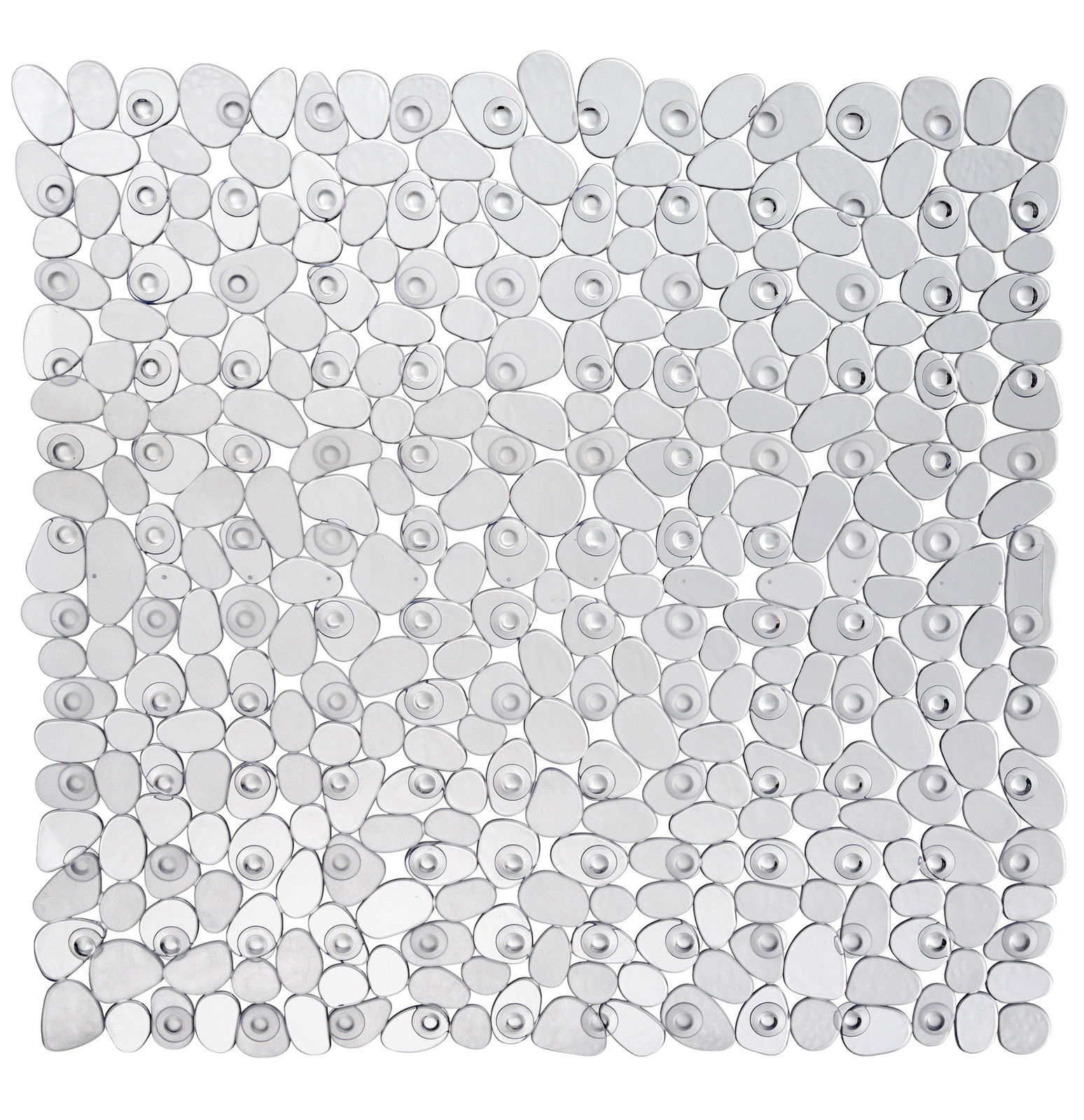 Transparente Duscheinlage mit rutschfestem Design aus ovalen und runden Formen, Draufsicht.