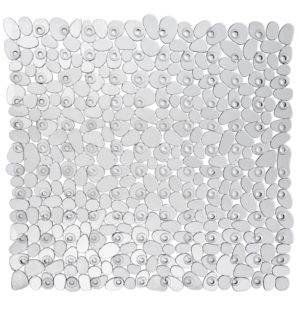 Transparente Duscheinlage mit rutschfestem Design aus ovalen und runden Formen, Draufsicht.