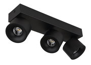 Schwarzer LED Strahler mit drei verstellbaren Leuchten, seitliche Perspektive