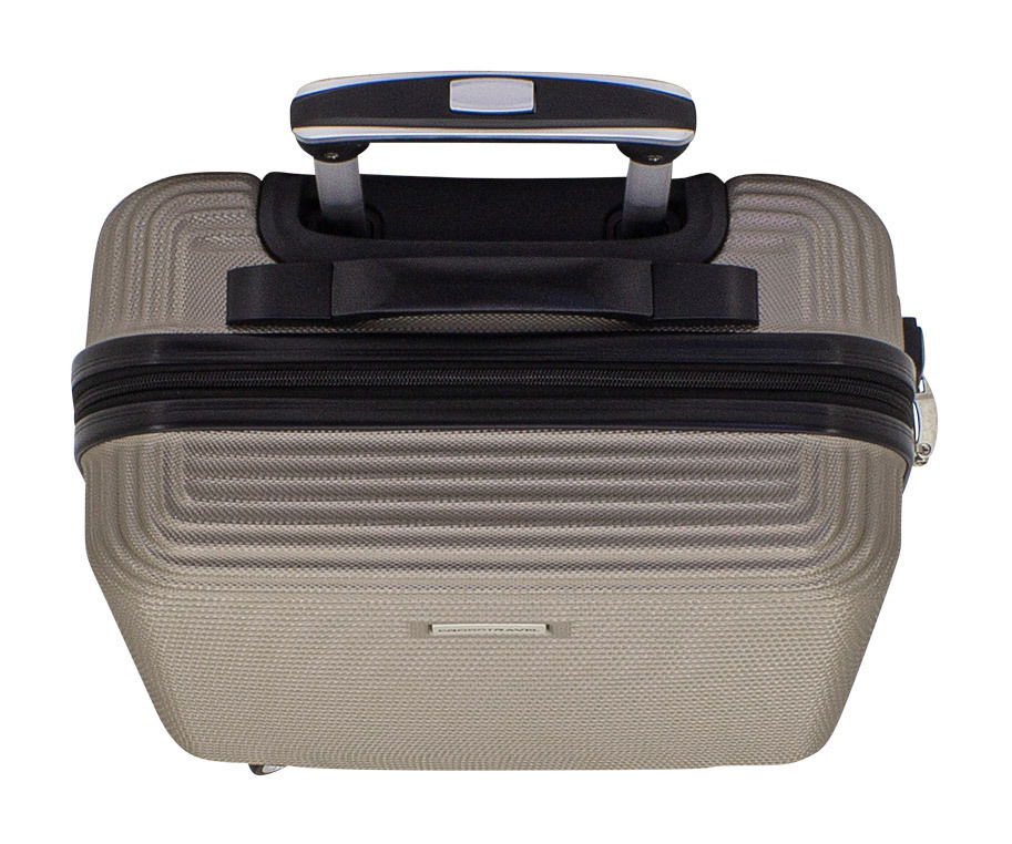 Trolley in Champagnerfarbe, 50 cm, aus der Vogelperspektive mit ausgezogenem Griff