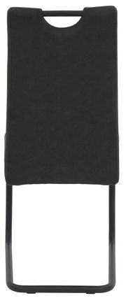 Rückansicht eines schwarzen Schwingstuhls DUNJA mit Metallgestell.