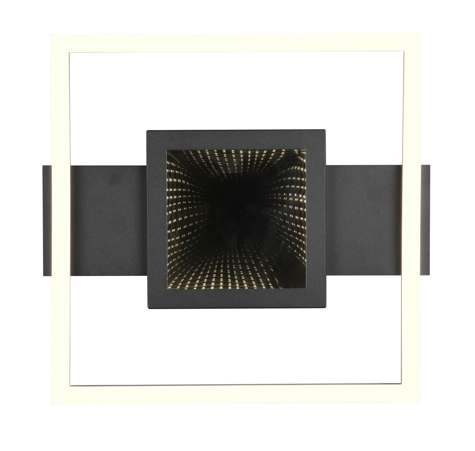 Moderne Deckenleuchte mit quadratischem Design und tiefem Lichteffekt, Ansicht von vorne