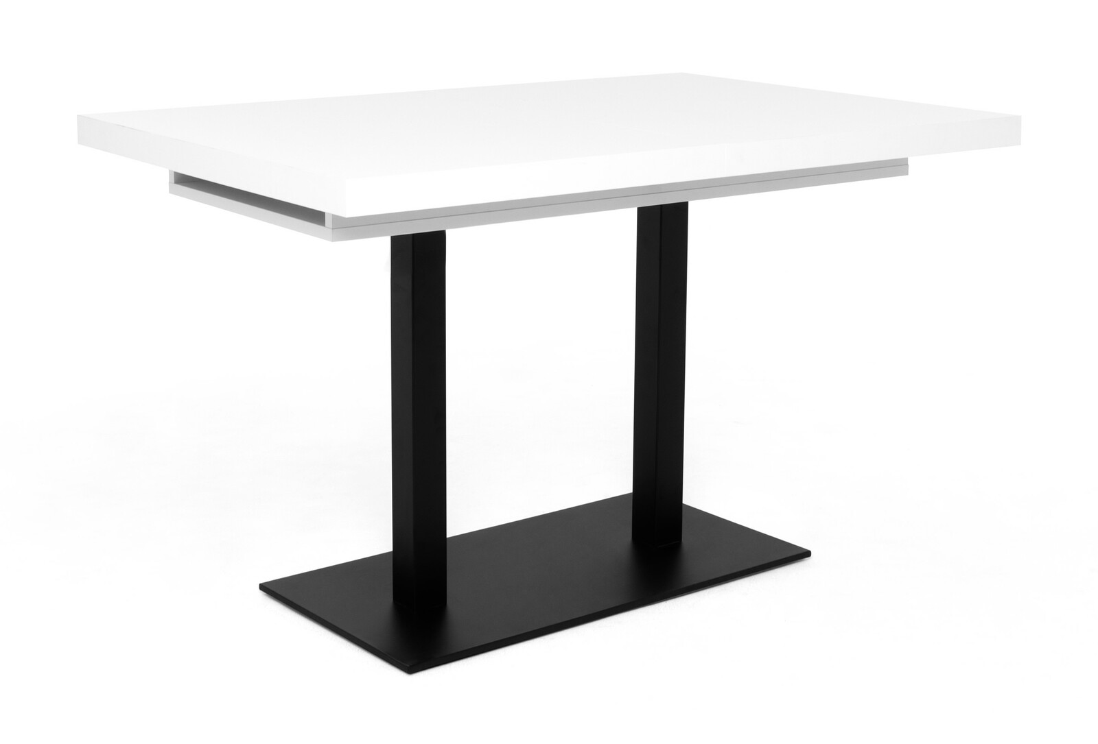 Z2 Esstisch QUADRATO Moderner Esstisch mit weißer Tischplatte und schwarzen Metallbeinen, seitliche Perspektive