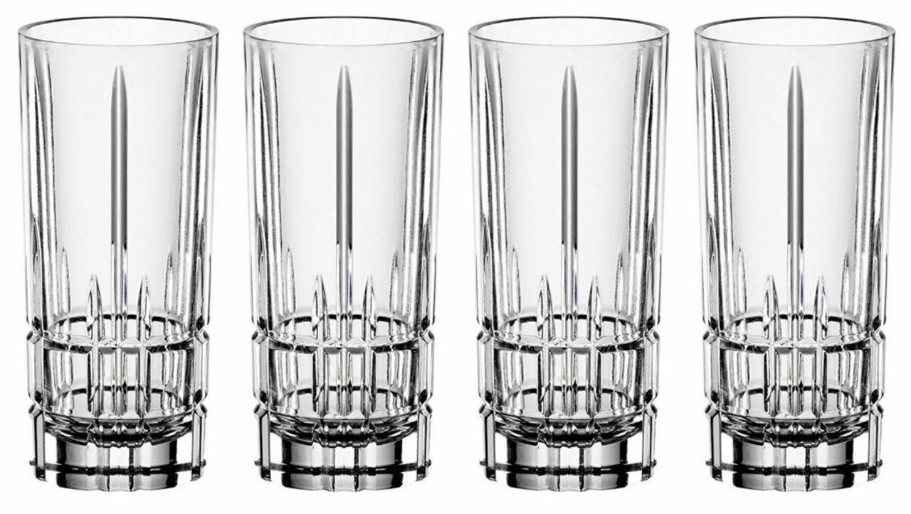 Spiegelau Schnapsgläser 4-tlg. PERFECT SERVE Vier elegante Schnapsgläser aus Kristallglas in einer geraden Frontansicht.