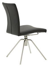 Moderner schwarzer Stuhl mit Metallbeinen, seitliche Perspektive